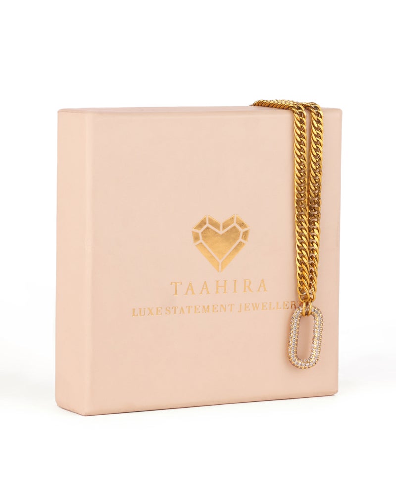 TAAHIRA Oval Shape Studded Chain Necklace - Image 3